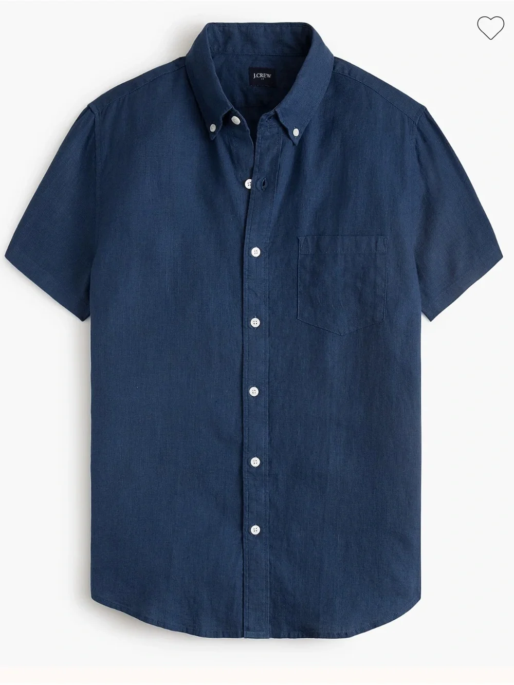 J. Crew Men’s Irish Linen Lightweight Short-Sleeve Button-Down Shirt Navy - L